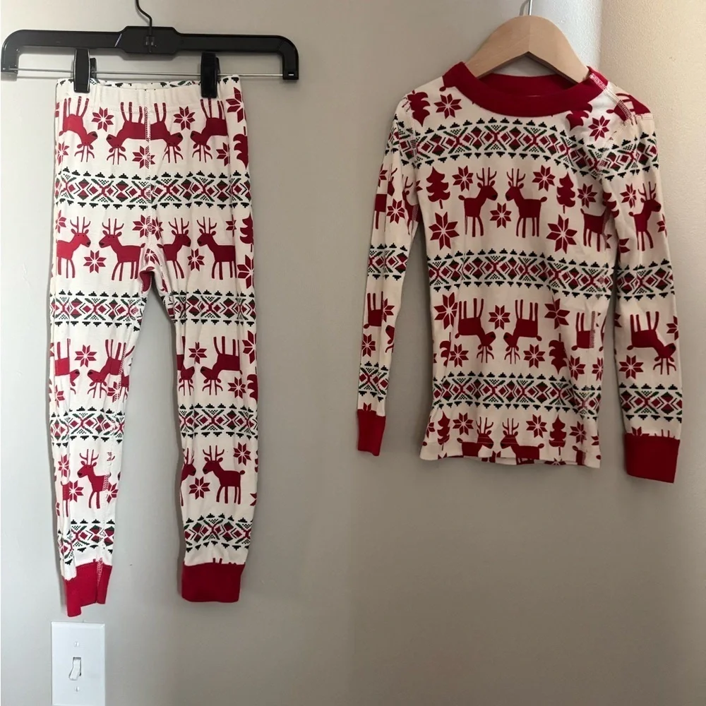 Hanna Andersson Reindeer Holiday Pajamas Organic Cotton Nordic Cozy Chic Set 5T